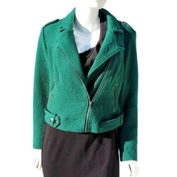 Torrid Textured Knit Moto Jacket Green Size 0 - Picture 3 of 13